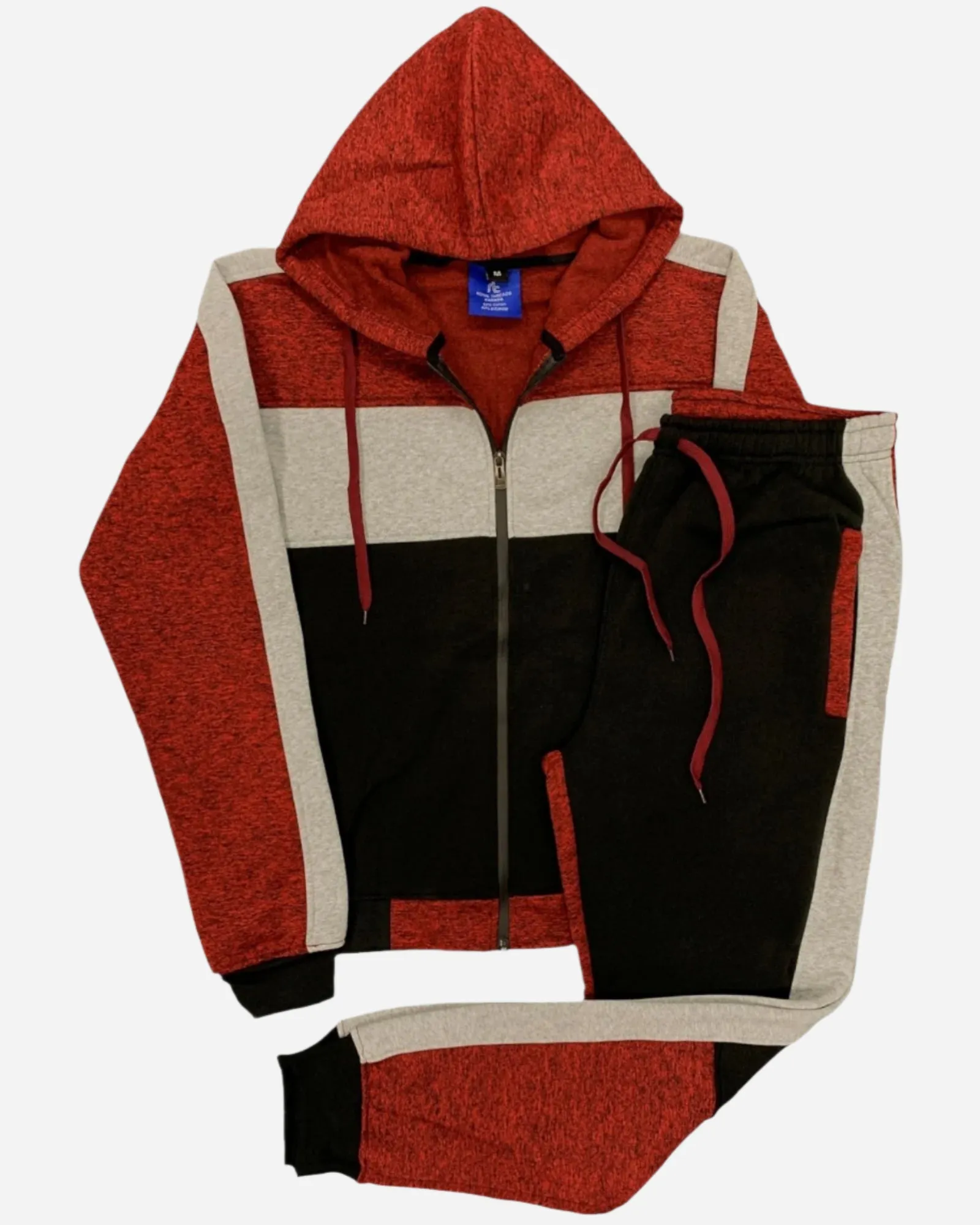 Mens' 2-Piece Jogger Sweatsuit Color Block Sweat jacket Sweatpants Fleece suit