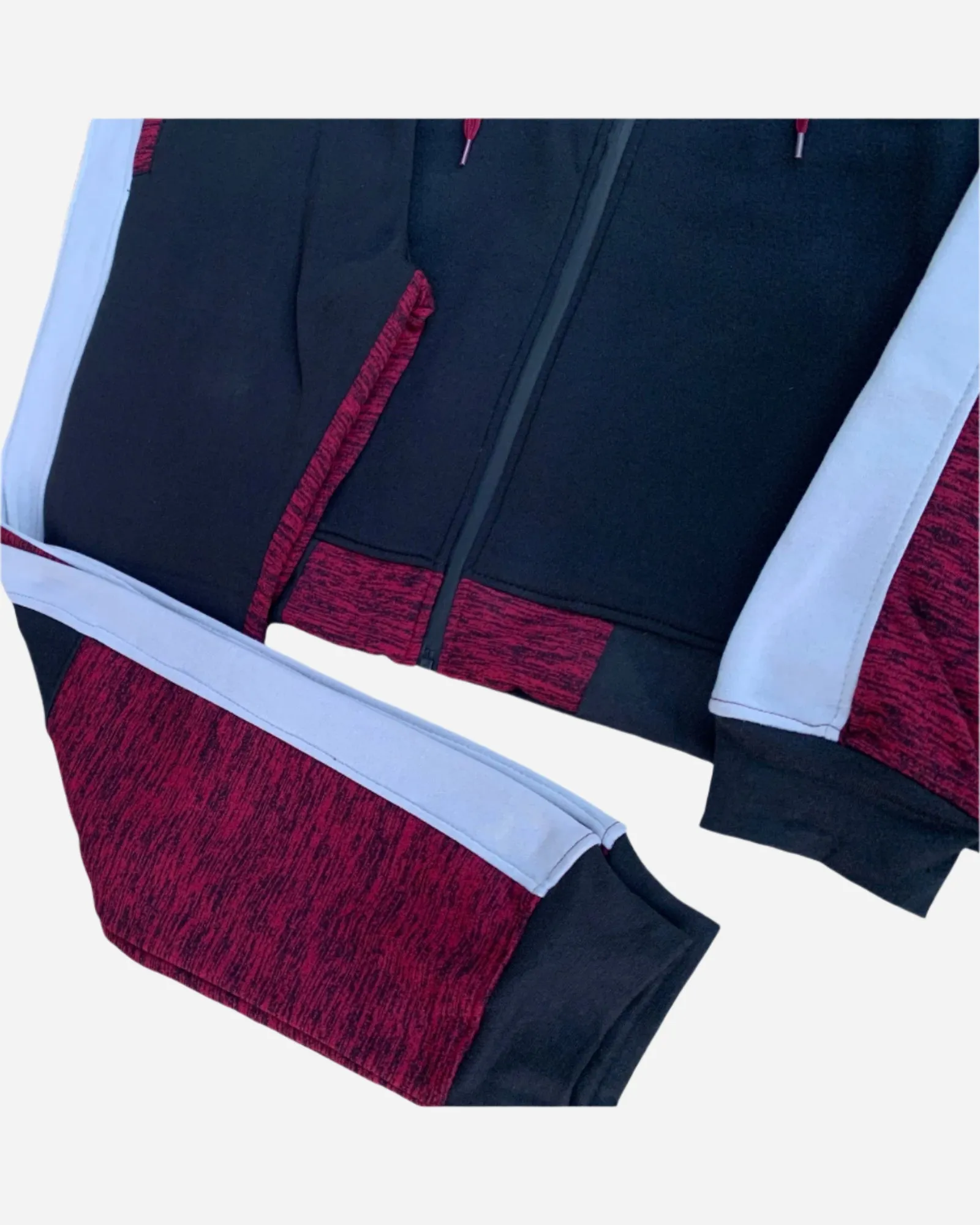 Mens' 2-Piece Jogger Sweatsuit Color Block Sweat jacket Sweatpants Fleece suit