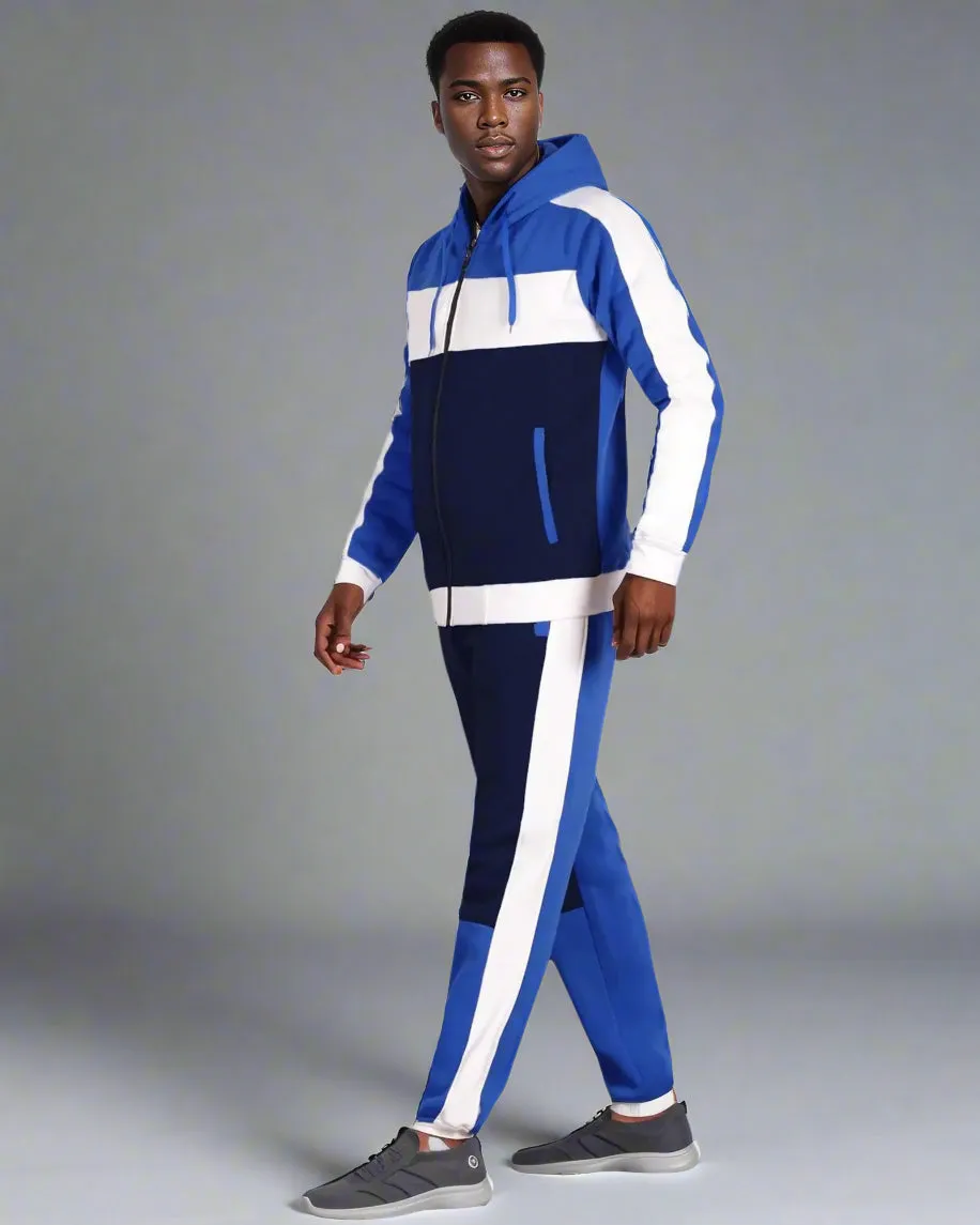 Mens' 2-Piece Jogger Sweatsuit Color Block Sweat jacket Sweatpants Fleece suit