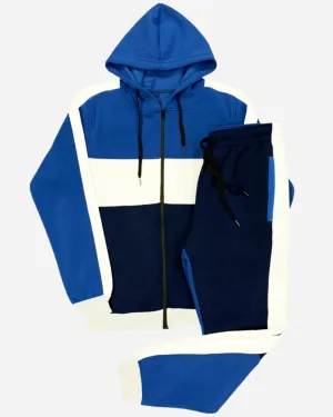 Mens' 2-Piece Jogger Sweatsuit Color Block Sweat jacket Sweatpants Fleece suit