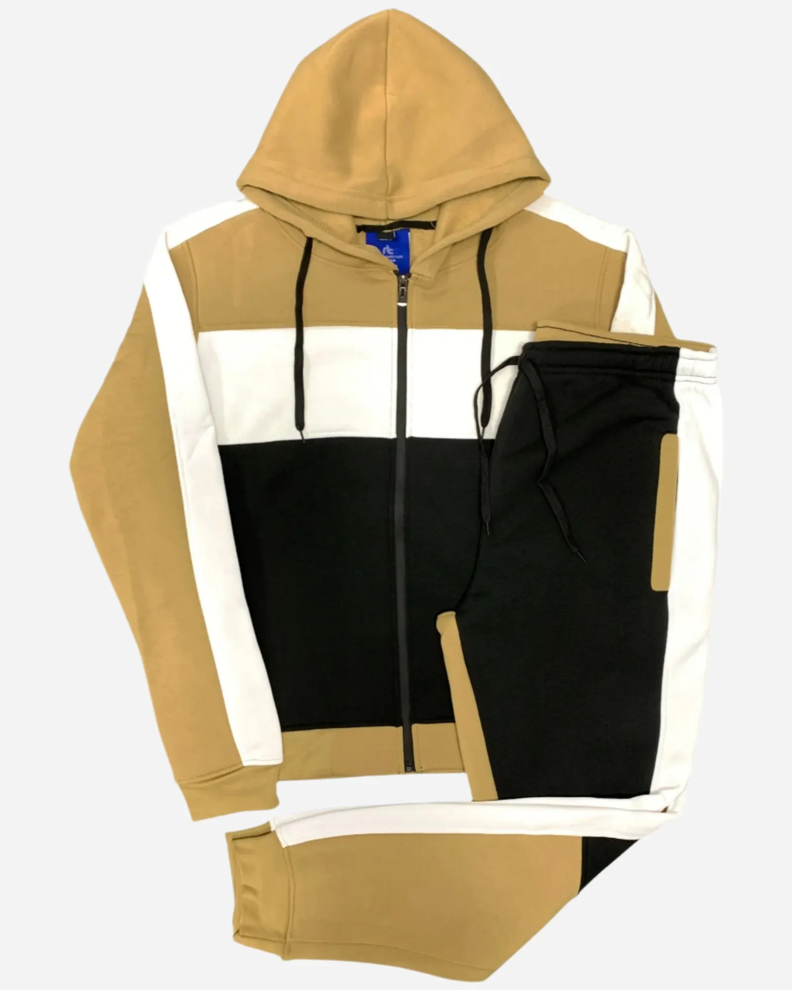 Mens' 2-Piece Jogger Sweatsuit Color Block Sweat jacket Sweatpants Fleece suit