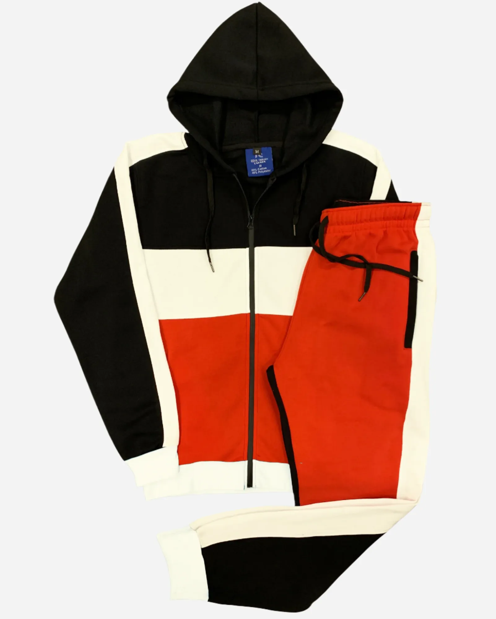 Mens' 2-Piece Jogger Sweatsuit Color Block Sweat jacket Sweatpants Fleece suit