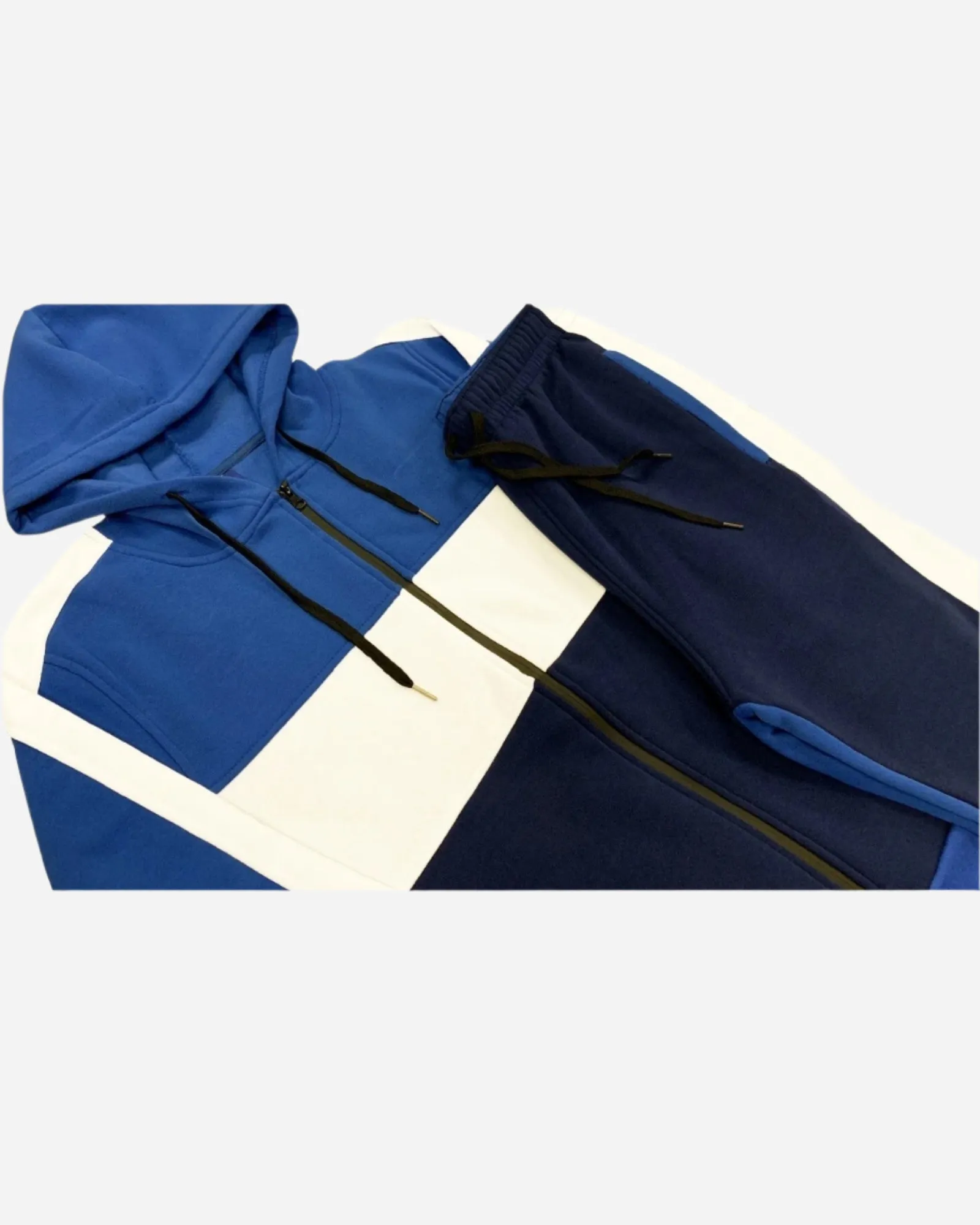 Mens' 2-Piece Jogger Sweatsuit Color Block Sweat jacket Sweatpants Fleece suit