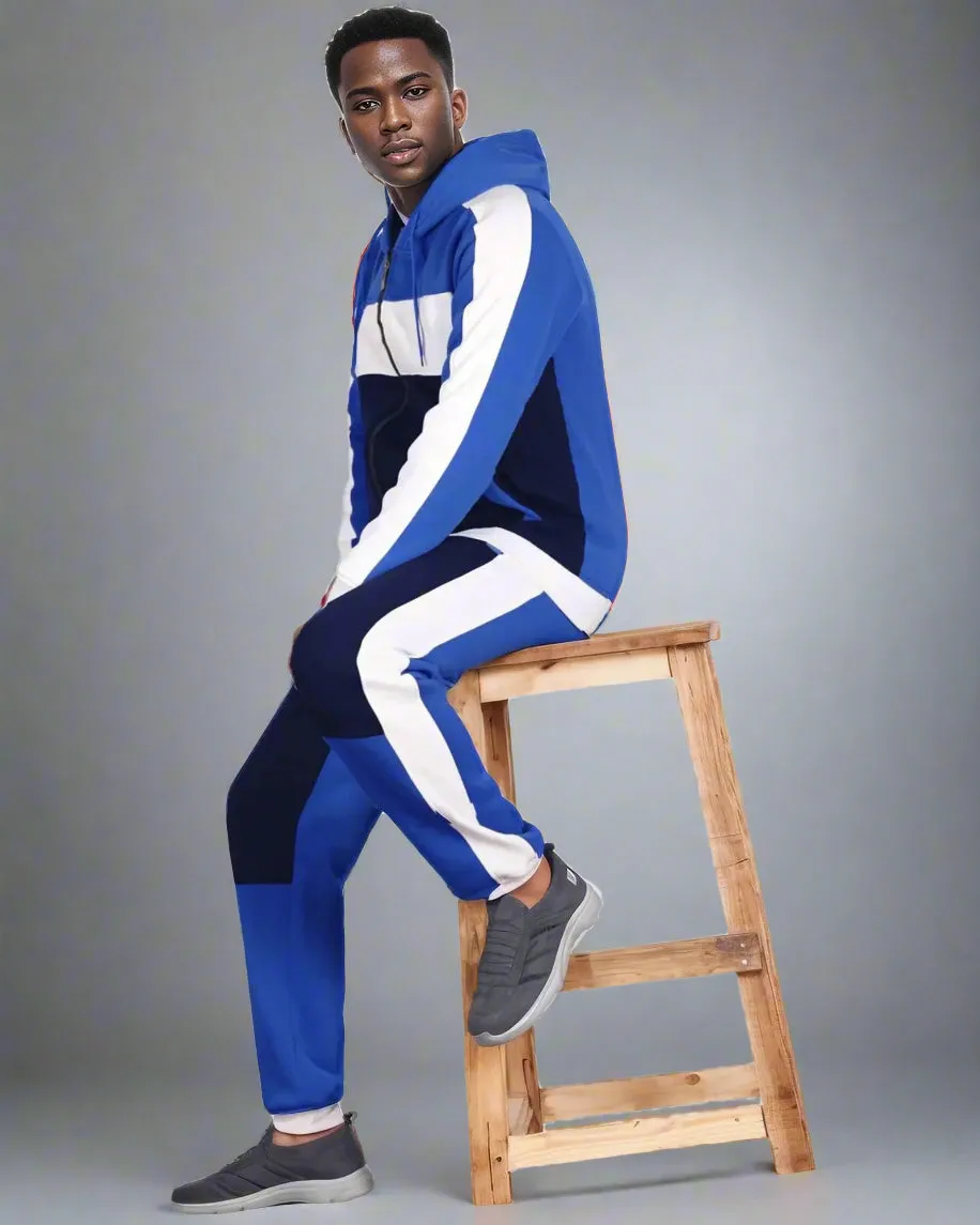 Mens' 2-Piece Jogger Sweatsuit Color Block Sweat jacket Sweatpants Fleece suit