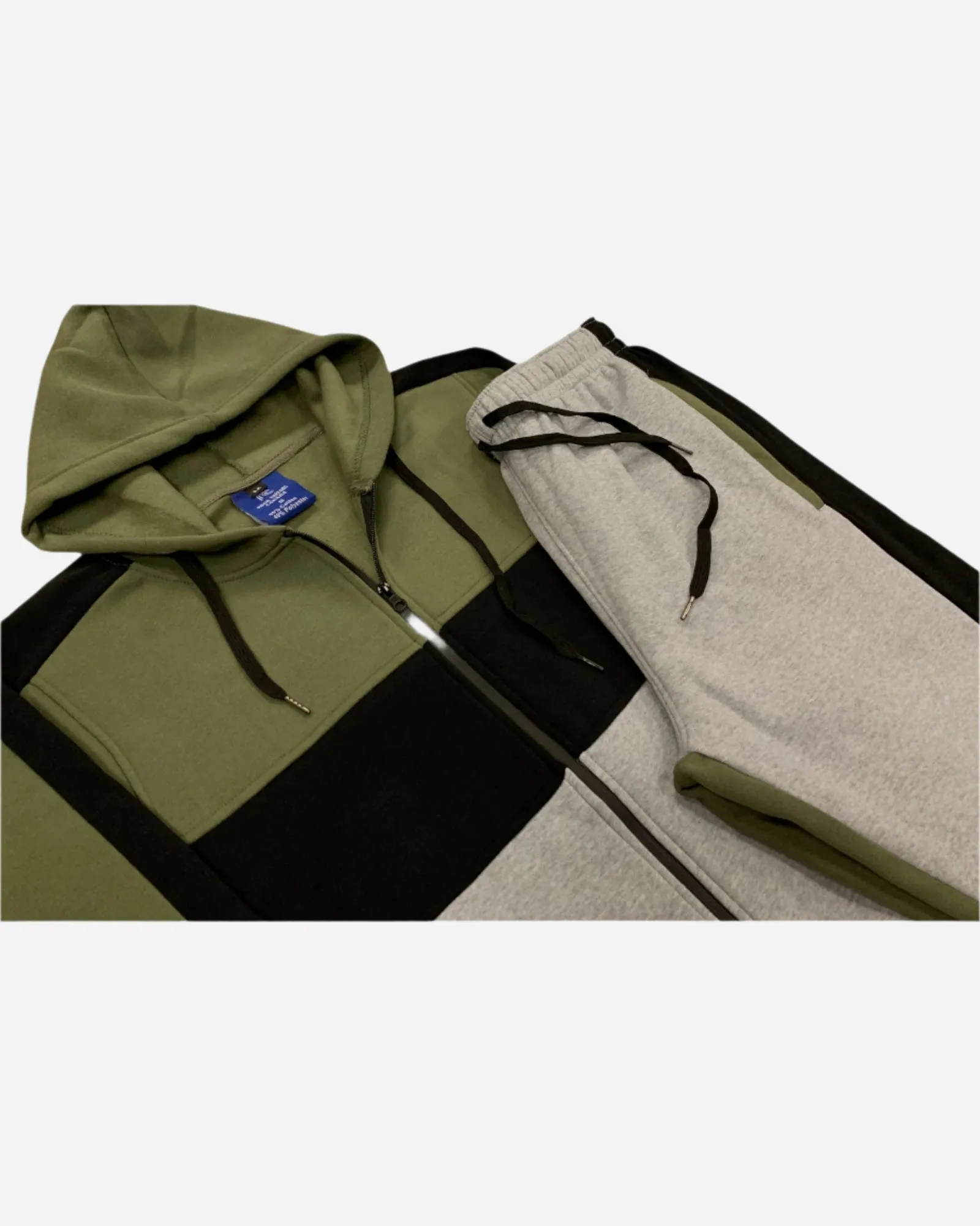 Mens' 2-Piece Jogger Sweatsuit Color Block Sweat jacket Sweatpants Fleece suit