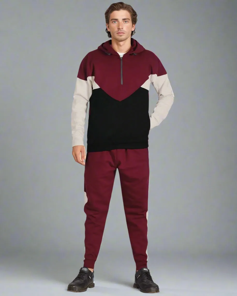 Men’s 2-Piece Quarter Zip Resilience Fleece Hoodie Sweatsuit