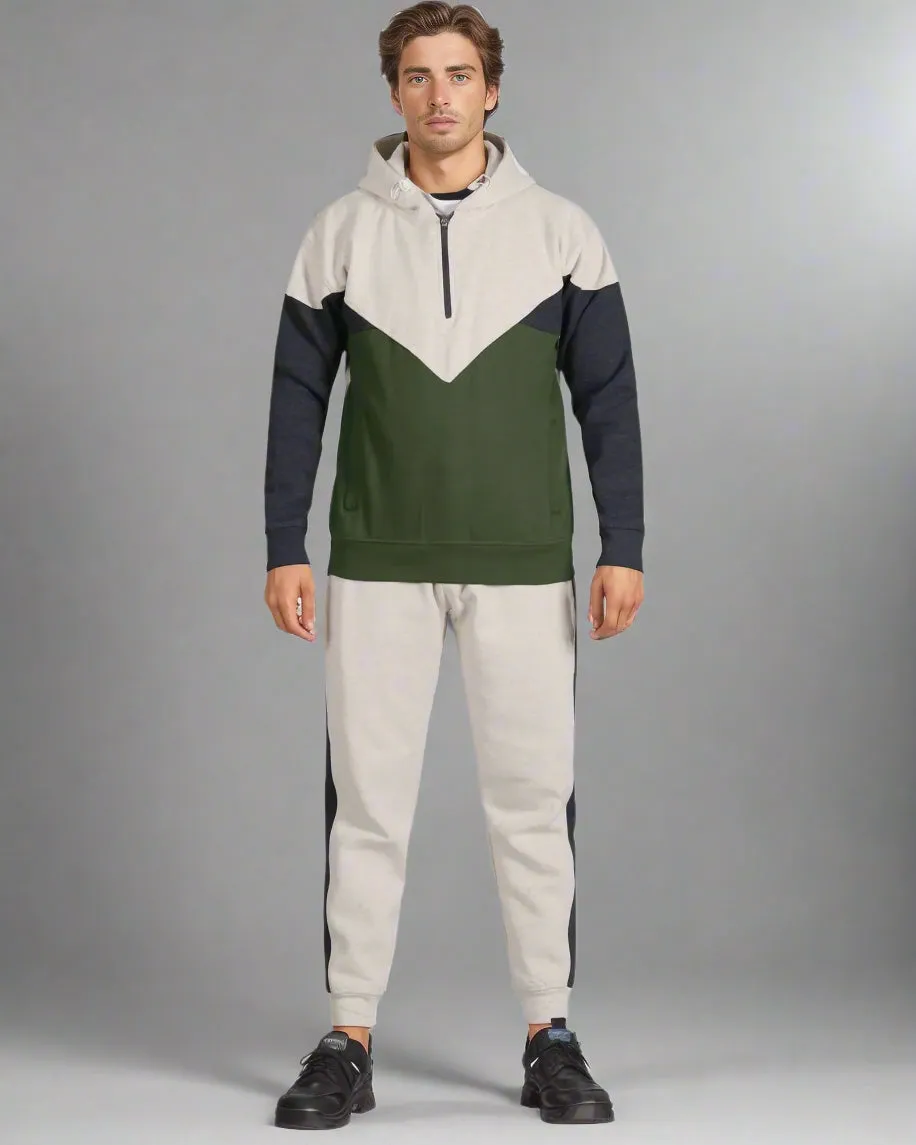 Men’s 2-Piece Quarter Zip Resilience Fleece Hoodie Sweatsuit