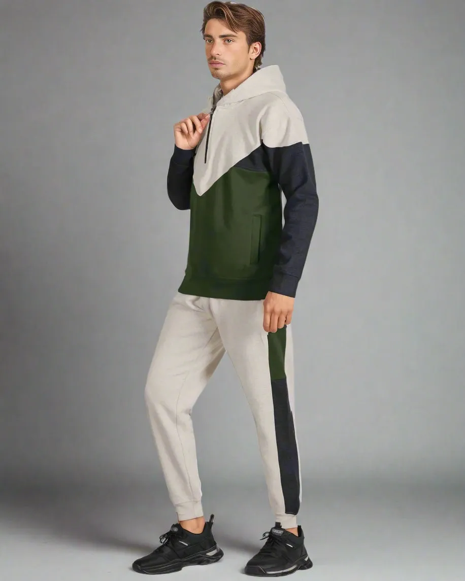 Men’s 2-Piece Quarter Zip Resilience Fleece Hoodie Sweatsuit