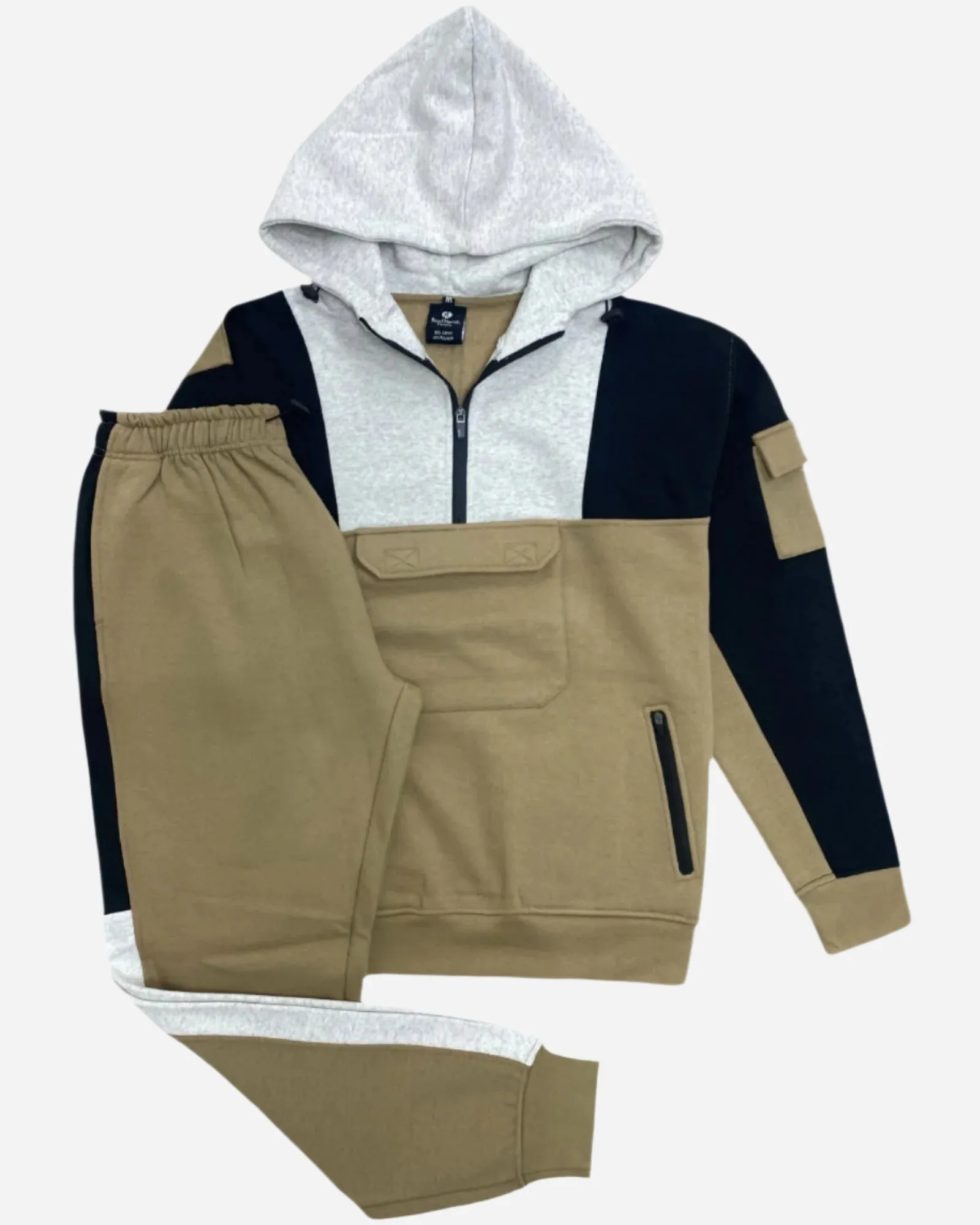 Men's 2-Piece Sweatsuit Quarter Zip Hoodie With Jogger sweatpants Heavy Fleece Outfit