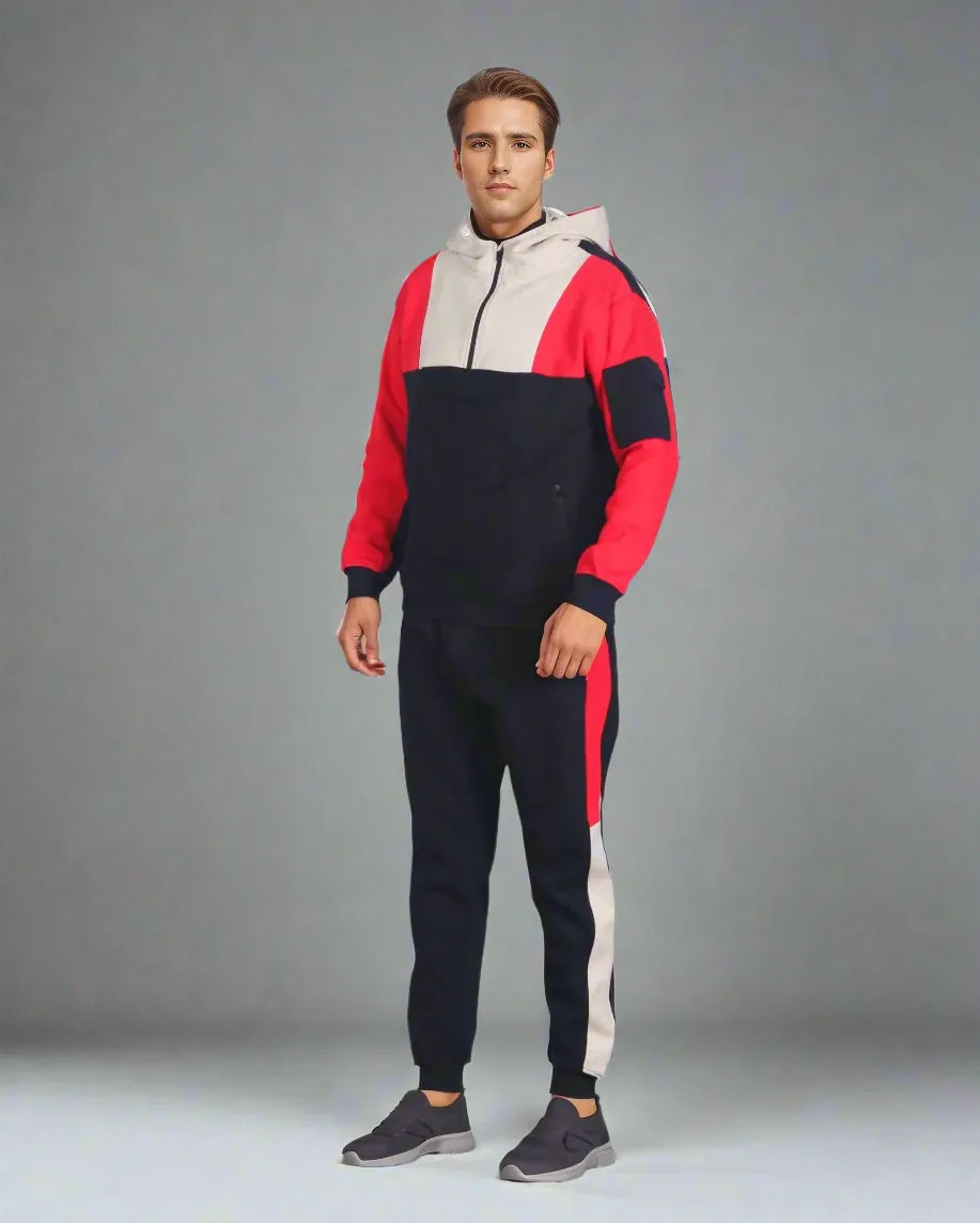 Men's 2-Piece Sweatsuit Quarter Zip Hoodie With Jogger sweatpants Heavy Fleece Outfit