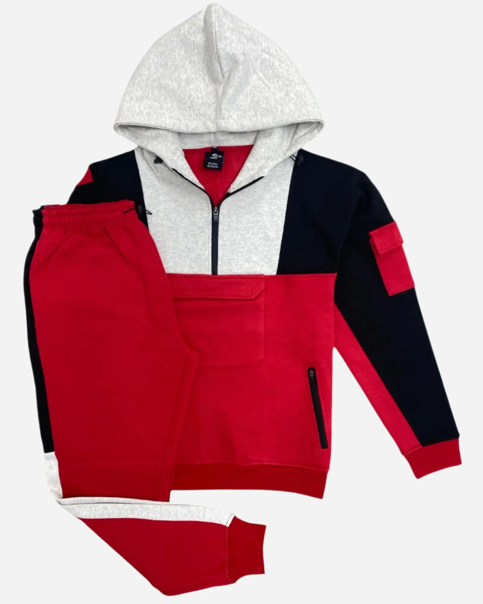 Men's 2-Piece Sweatsuit Quarter Zip Hoodie With Jogger sweatpants Heavy Fleece Outfit