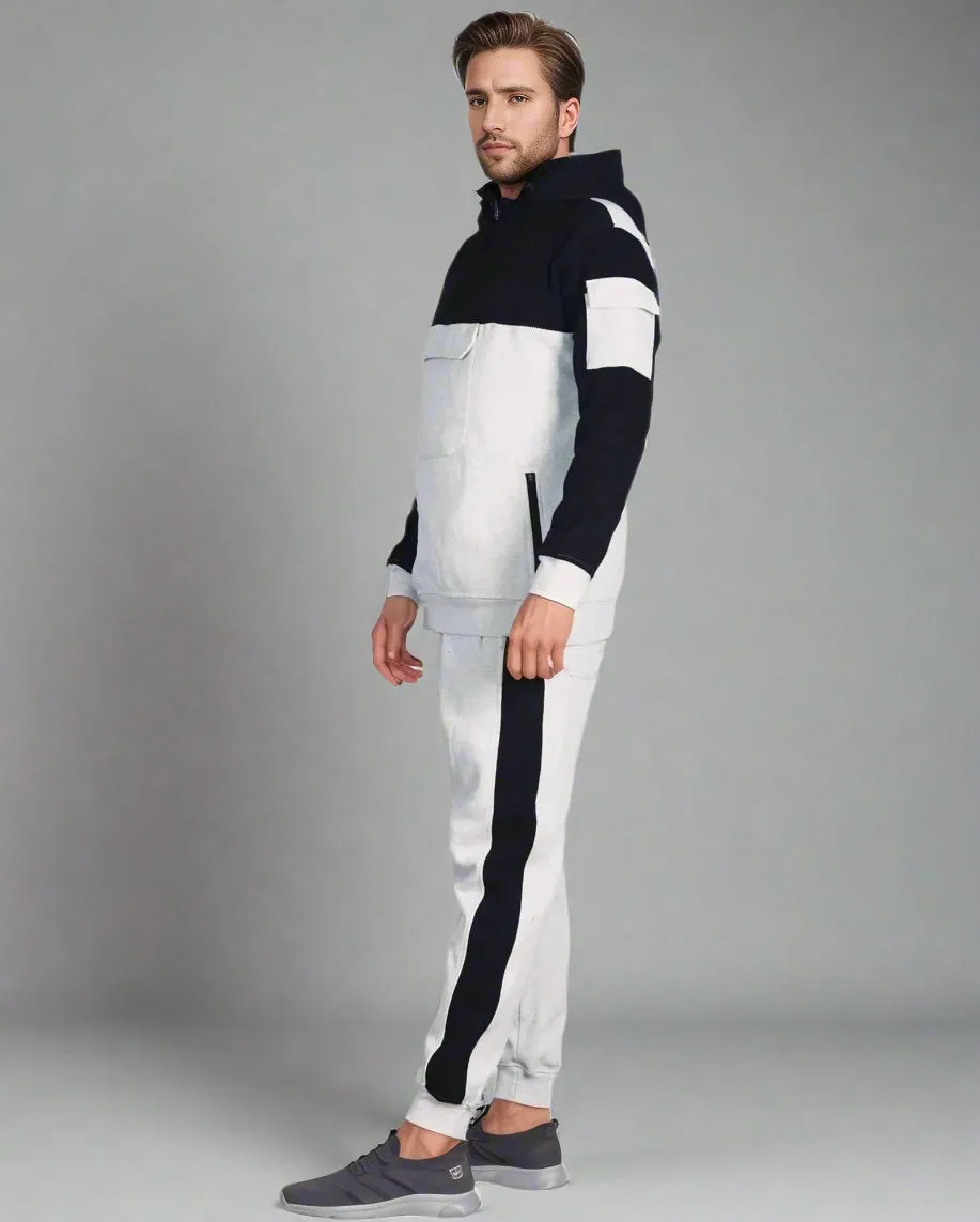 Men's 2-Piece Sweatsuit Quarter Zip Hoodie With Jogger sweatpants Heavy Fleece Outfit