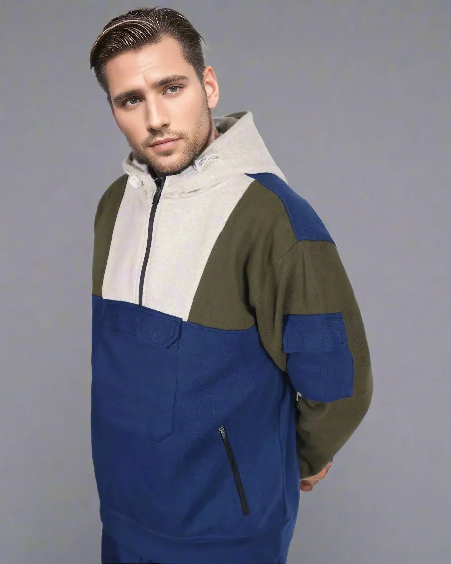 Men's 2-Piece Sweatsuit Quarter Zip Hoodie With Jogger sweatpants Heavy Fleece Outfit