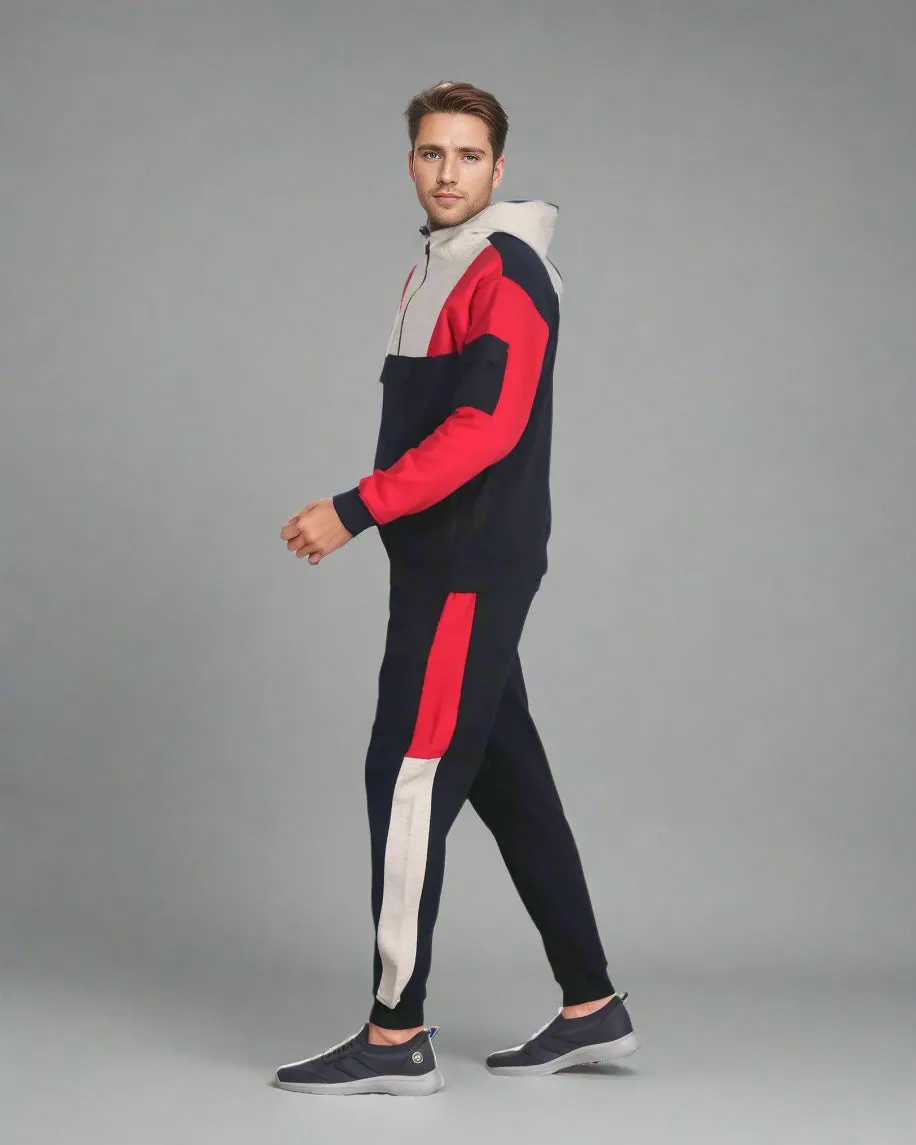 Men's 2-Piece Sweatsuit Quarter Zip Hoodie With Jogger sweatpants Heavy Fleece Outfit