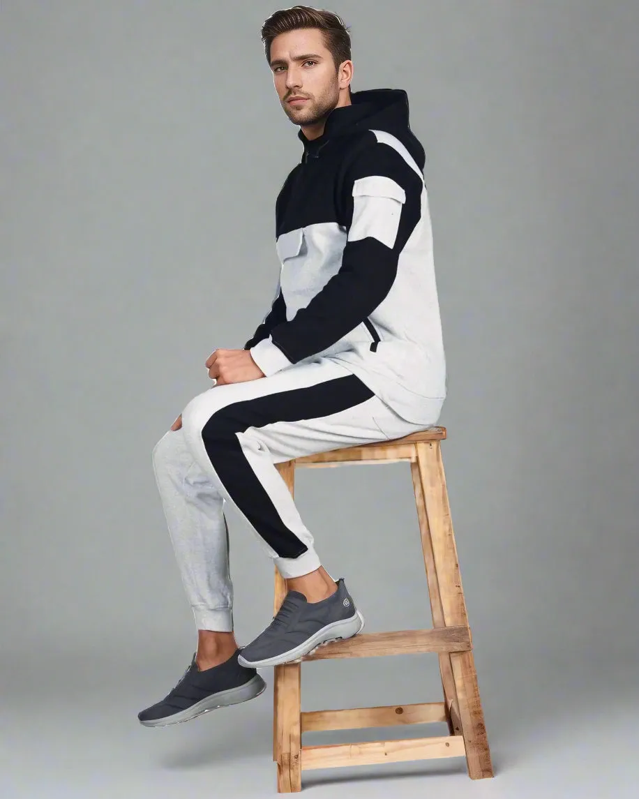 Men's 2-Piece Sweatsuit Quarter Zip Hoodie With Jogger sweatpants Heavy Fleece Outfit