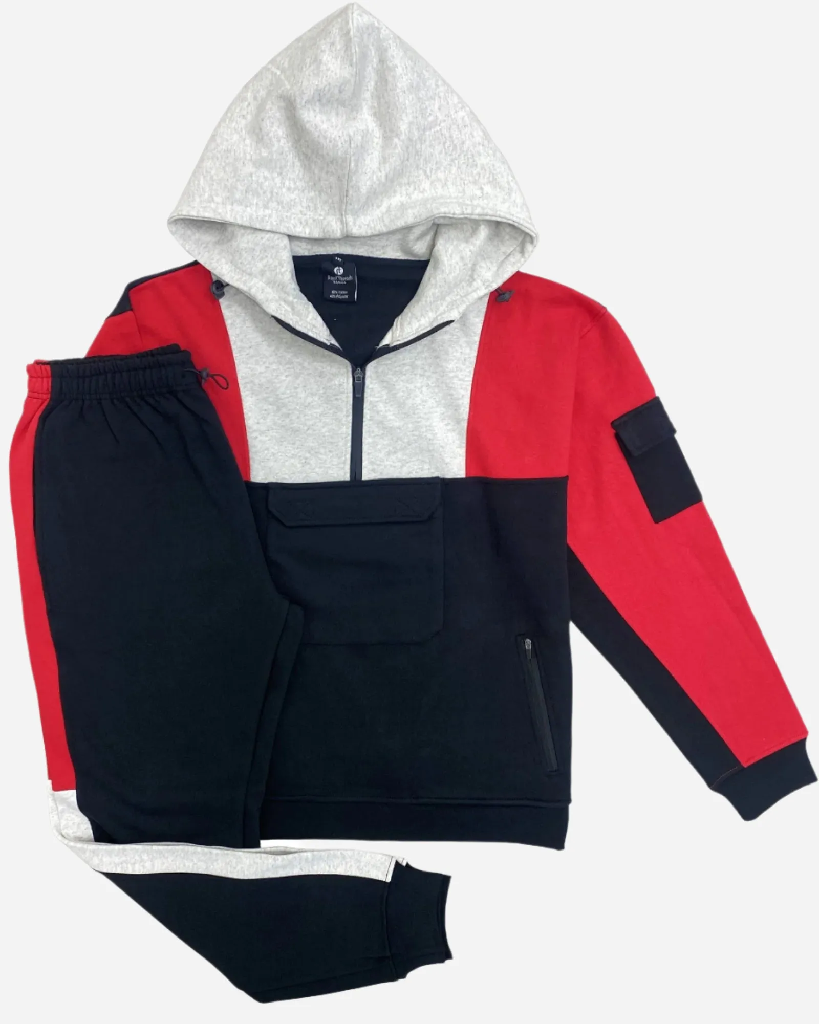 Men's 2-Piece Sweatsuit Quarter Zip Hoodie With Jogger sweatpants Heavy Fleece Outfit