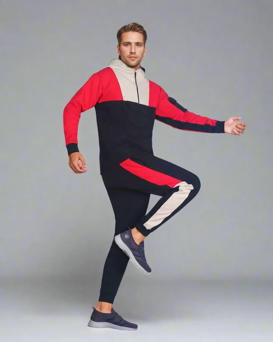 Men's 2-Piece Sweatsuit Quarter Zip Hoodie With Jogger sweatpants Heavy Fleece Outfit