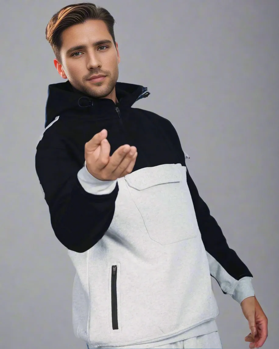 Men's 2-Piece Sweatsuit Quarter Zip Hoodie With Jogger sweatpants Heavy Fleece Outfit
