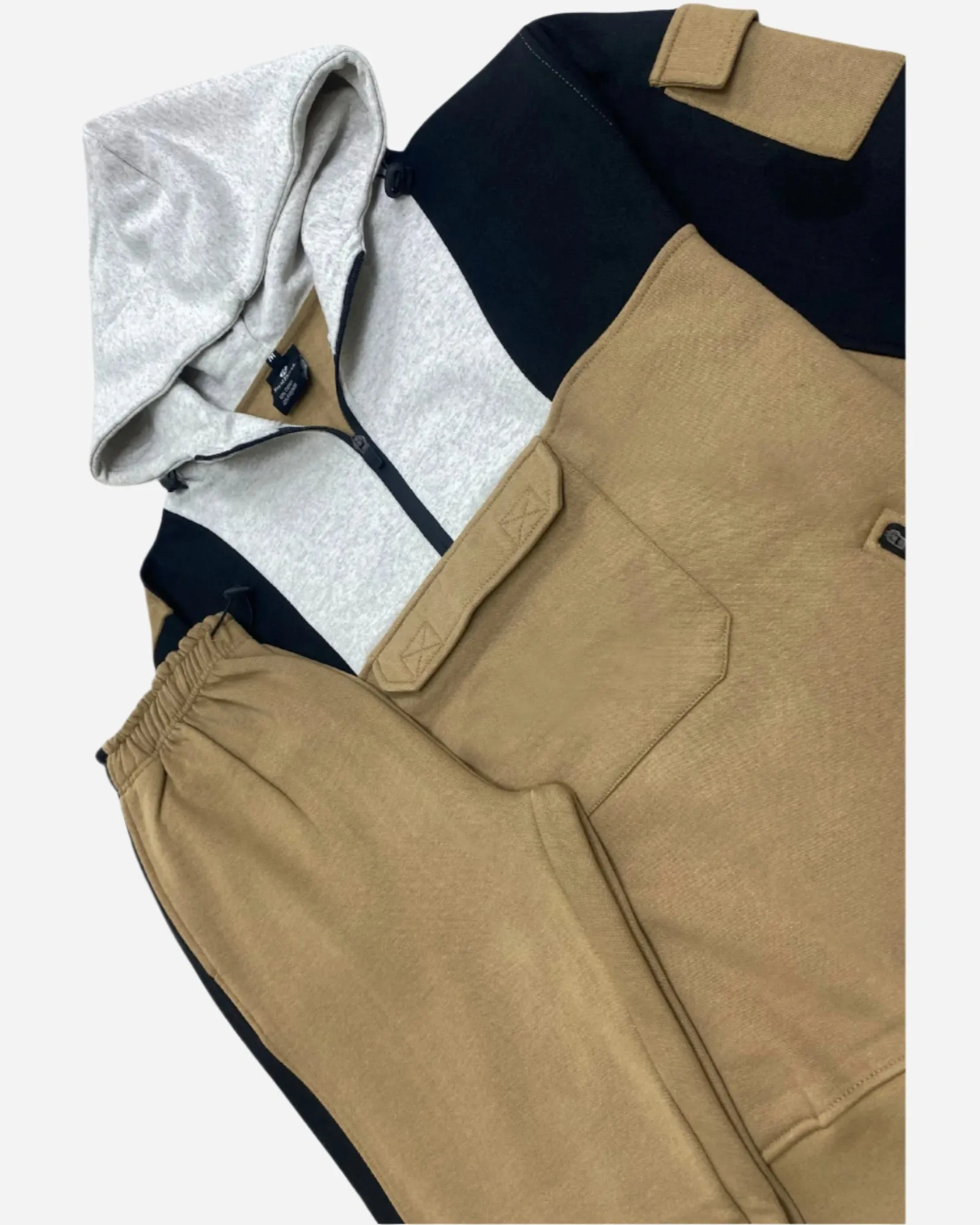 Men's 2-Piece Sweatsuit Quarter Zip Hoodie With Jogger sweatpants Heavy Fleece Outfit