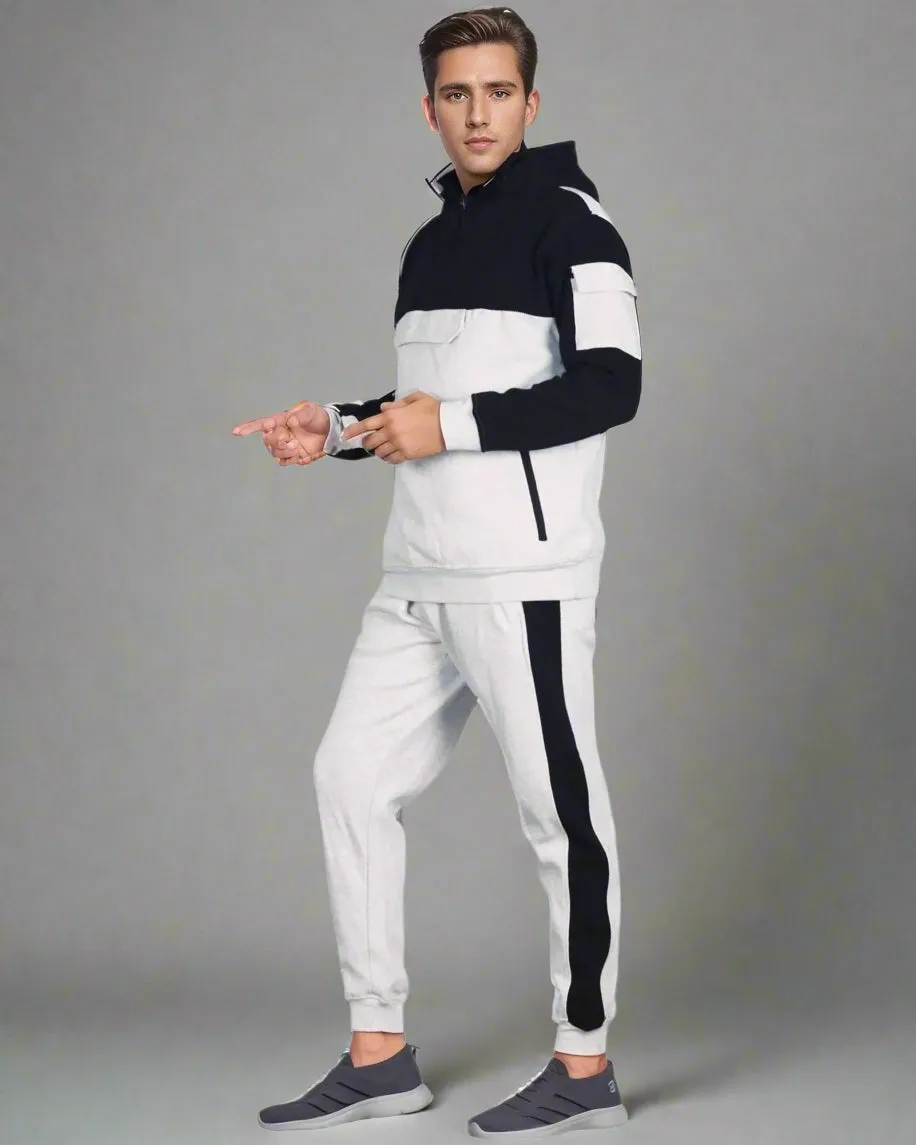 Men's 2-Piece Sweatsuit Quarter Zip Hoodie With Jogger sweatpants Heavy Fleece Outfit