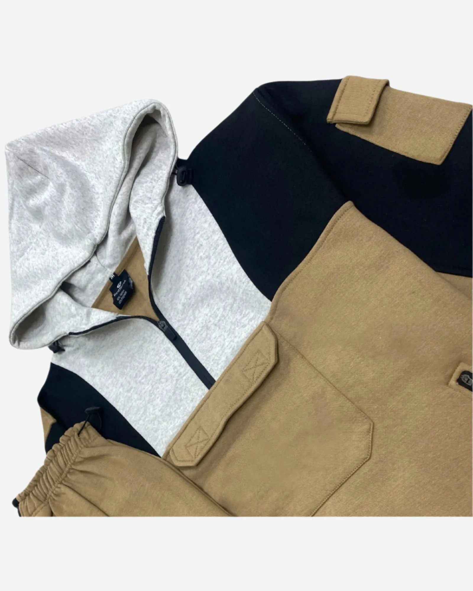 Men's 2-Piece Sweatsuit Quarter Zip Hoodie With Jogger sweatpants Heavy Fleece Outfit