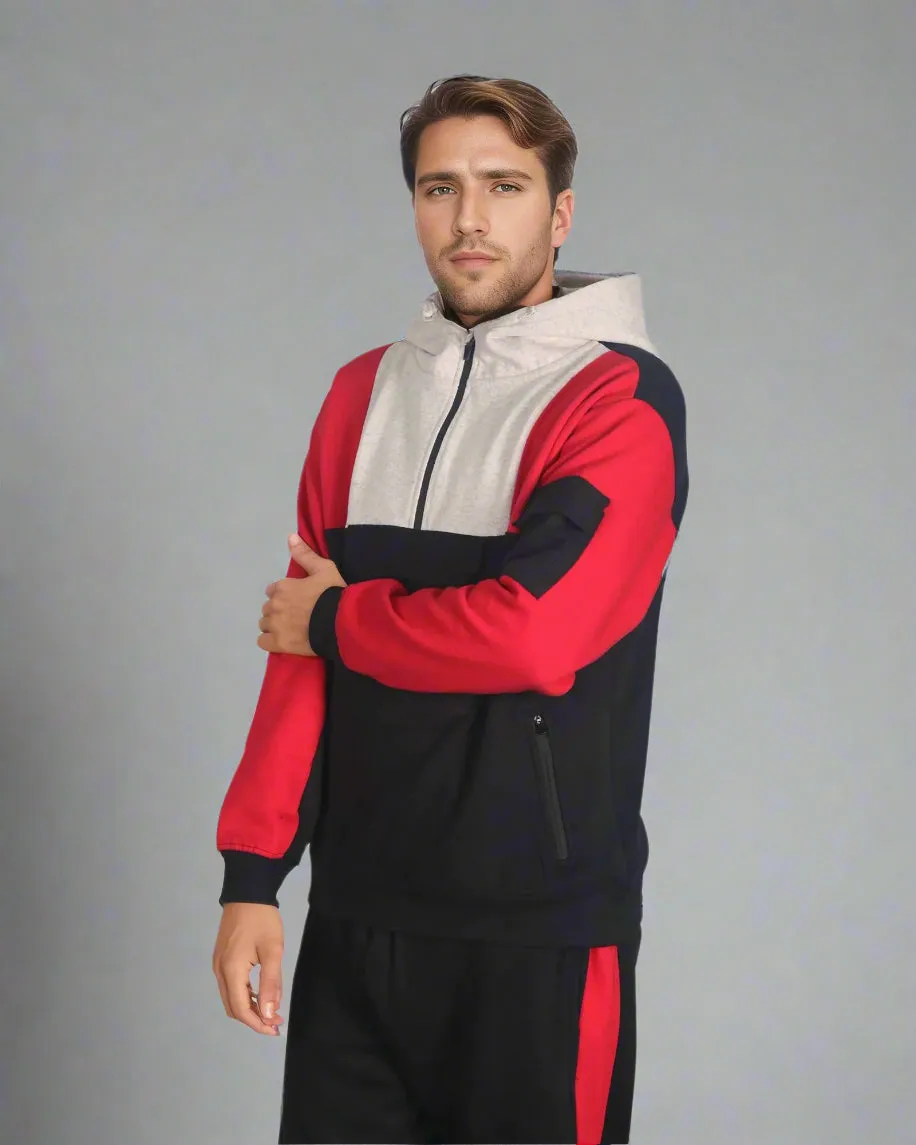 Men's 2-Piece Sweatsuit Quarter Zip Hoodie With Jogger sweatpants Heavy Fleece Outfit