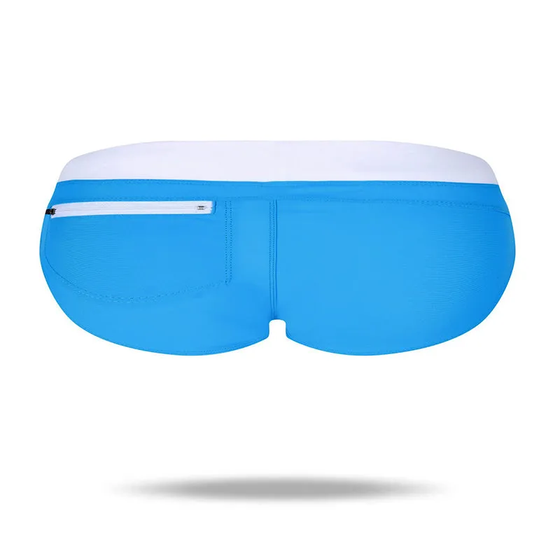 Men's Beach Board Pouch Swimsuit Brief   with Zipper Pockets