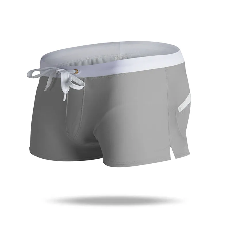Men's Beach Board Shorts Swimwear   with Zipper Pockets