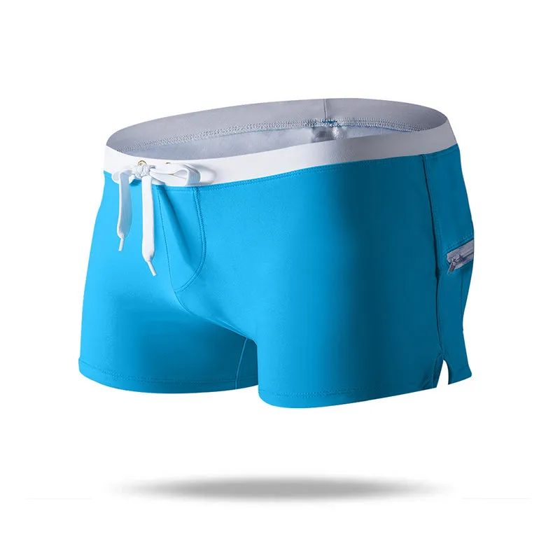 Men's Beach Board Shorts Swimwear   with Zipper Pockets