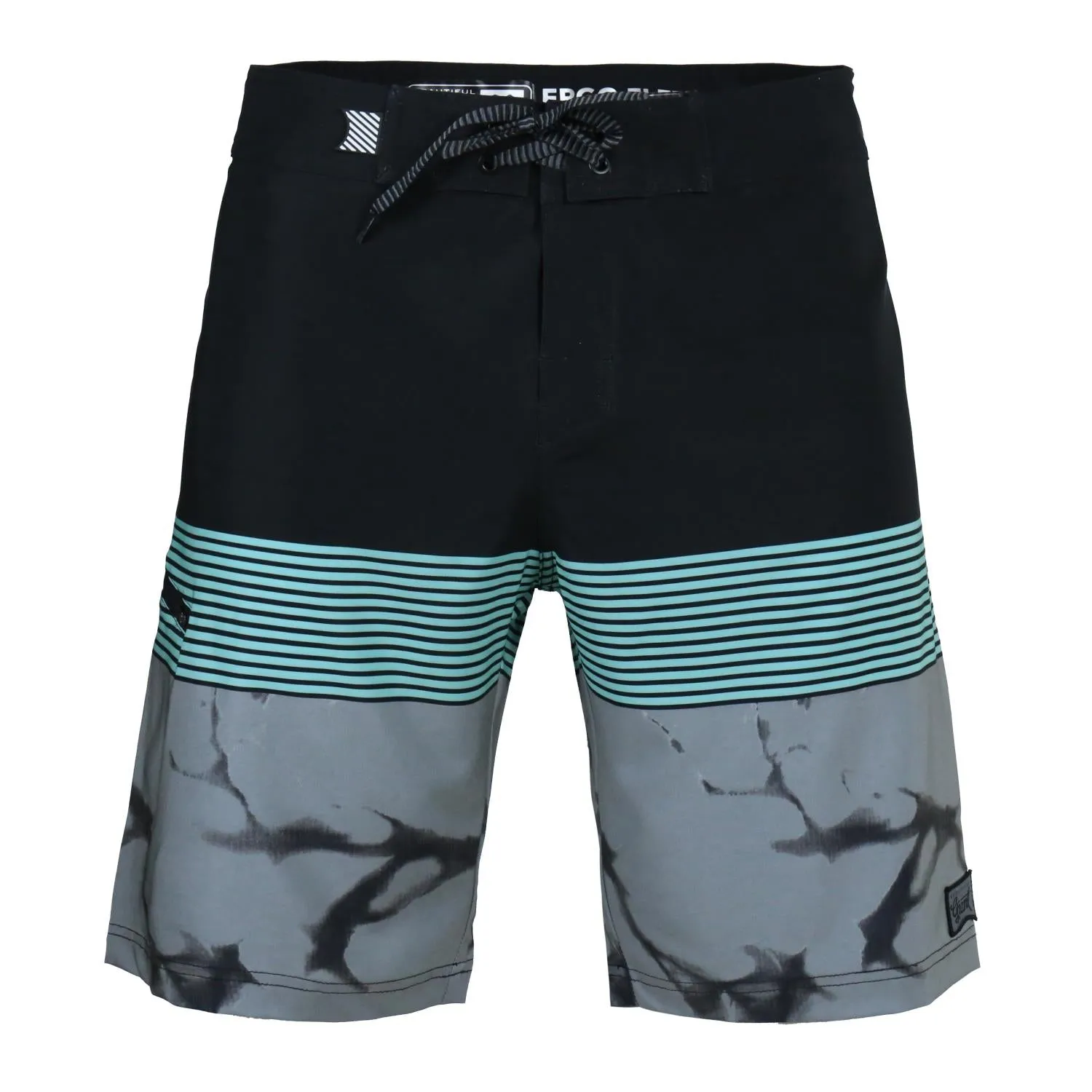 Men's Black & Blue Sunset Gradient Striped Board Shorts