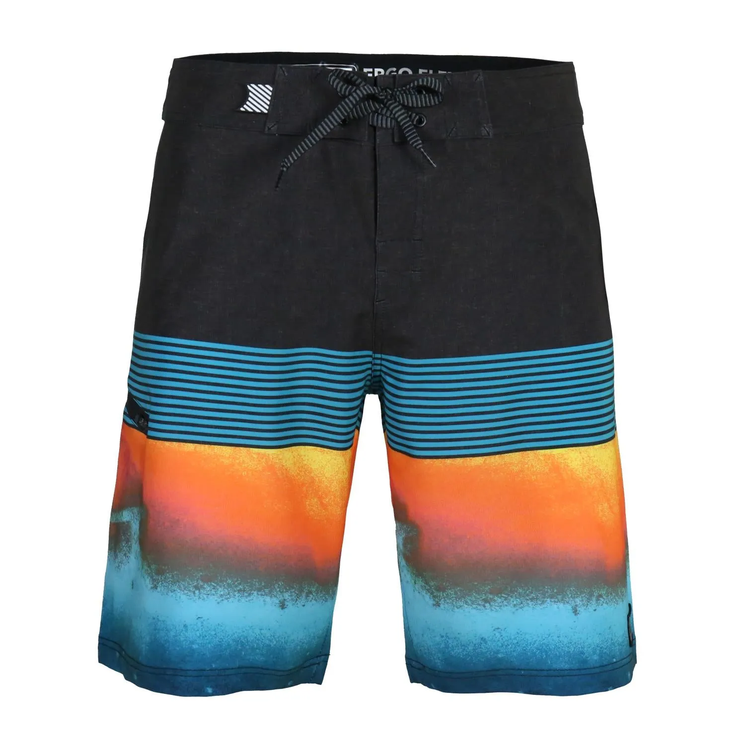 Men's Black & Blue Sunset Gradient Striped Board Shorts