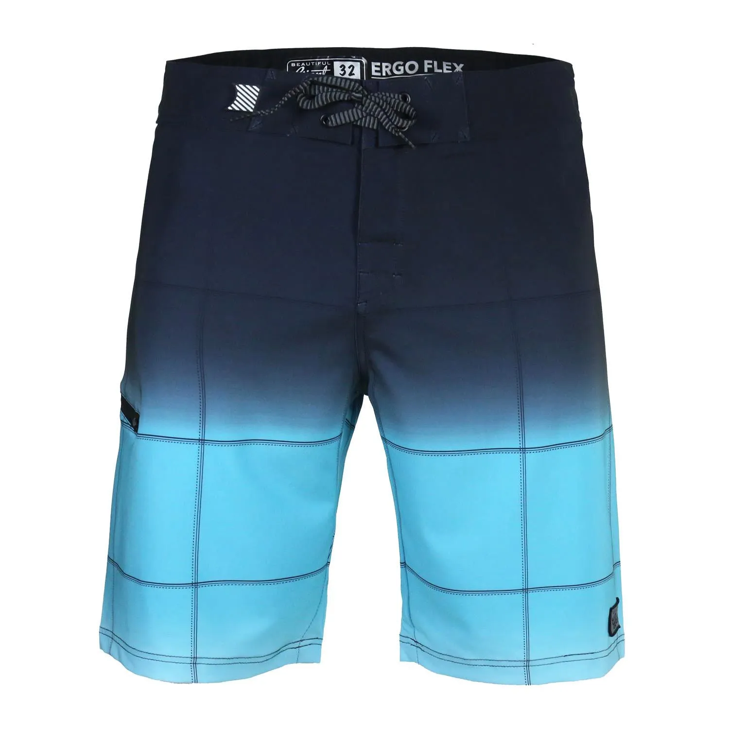 Men's Black & Blue Sunset Gradient Striped Board Shorts