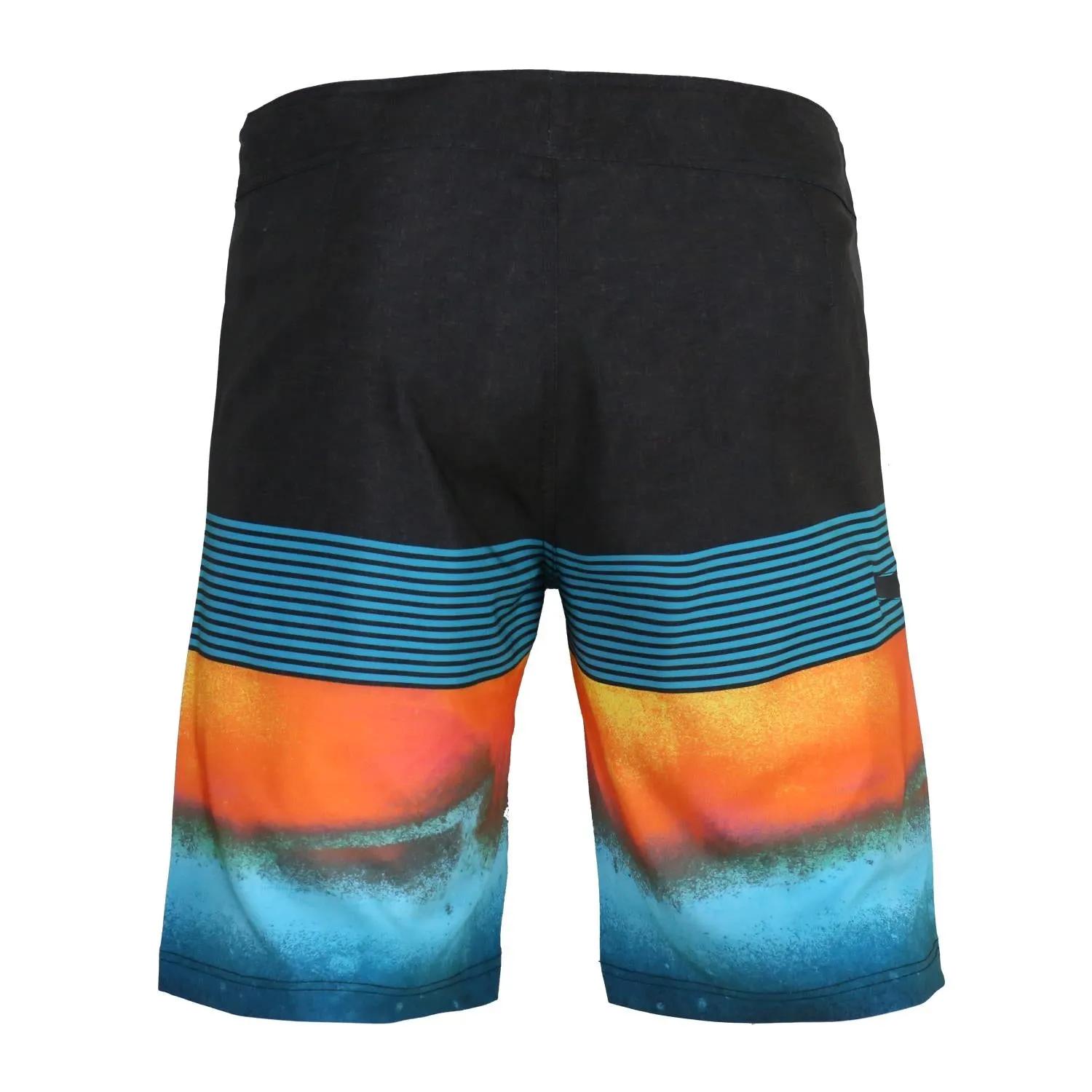 Men's Black & Blue Sunset Gradient Striped Board Shorts