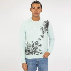 Mens Graphic Wraparound Crewneck Sweatshirt - Glacier / Peace