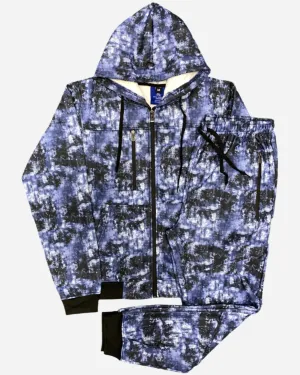 Men’s Print Design Fleece Suit Sweat Jacket & Sweatpants Jogging Set