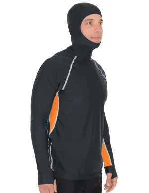Men's Snorkel Hoodie Long Sleeve Rash Guard - Black / Orange