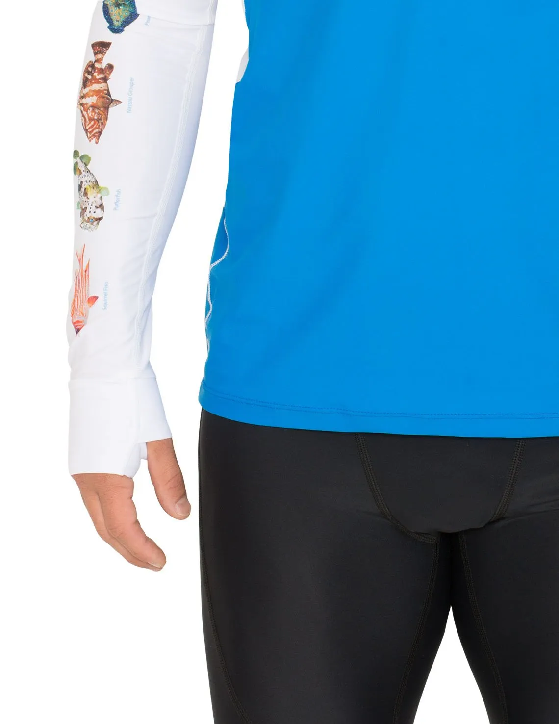 Men's Snorkel Hoodie Rash Guard - Caribbean Fish ID - White