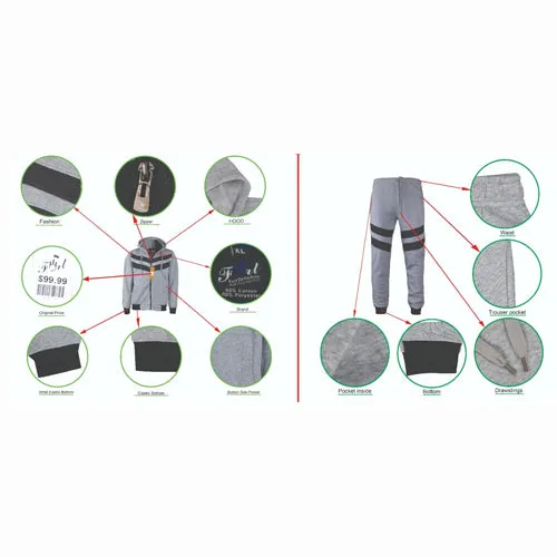 MEN'S TRIPLED FASHION WARM JOGGER FLEECE SWEATSUIT  W/DRAWSTRINGS  UPTO 5XL