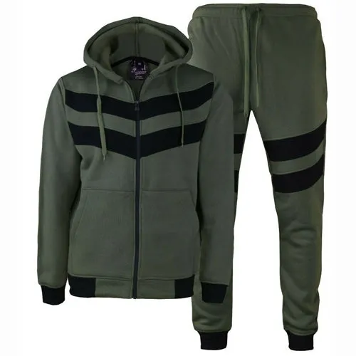 MEN'S TRIPLED FASHION WARM JOGGER FLEECE SWEATSUIT  W/DRAWSTRINGS  UPTO 5XL