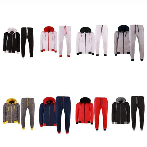 MEN'S WINTER WARM JACKET TOP & BOTTOM COTTON TEXTURE SUITS SML UPTO 4XL