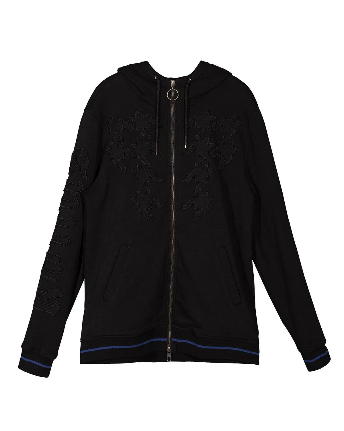 Men's Zip-up Houndstooth Hoodie In Black