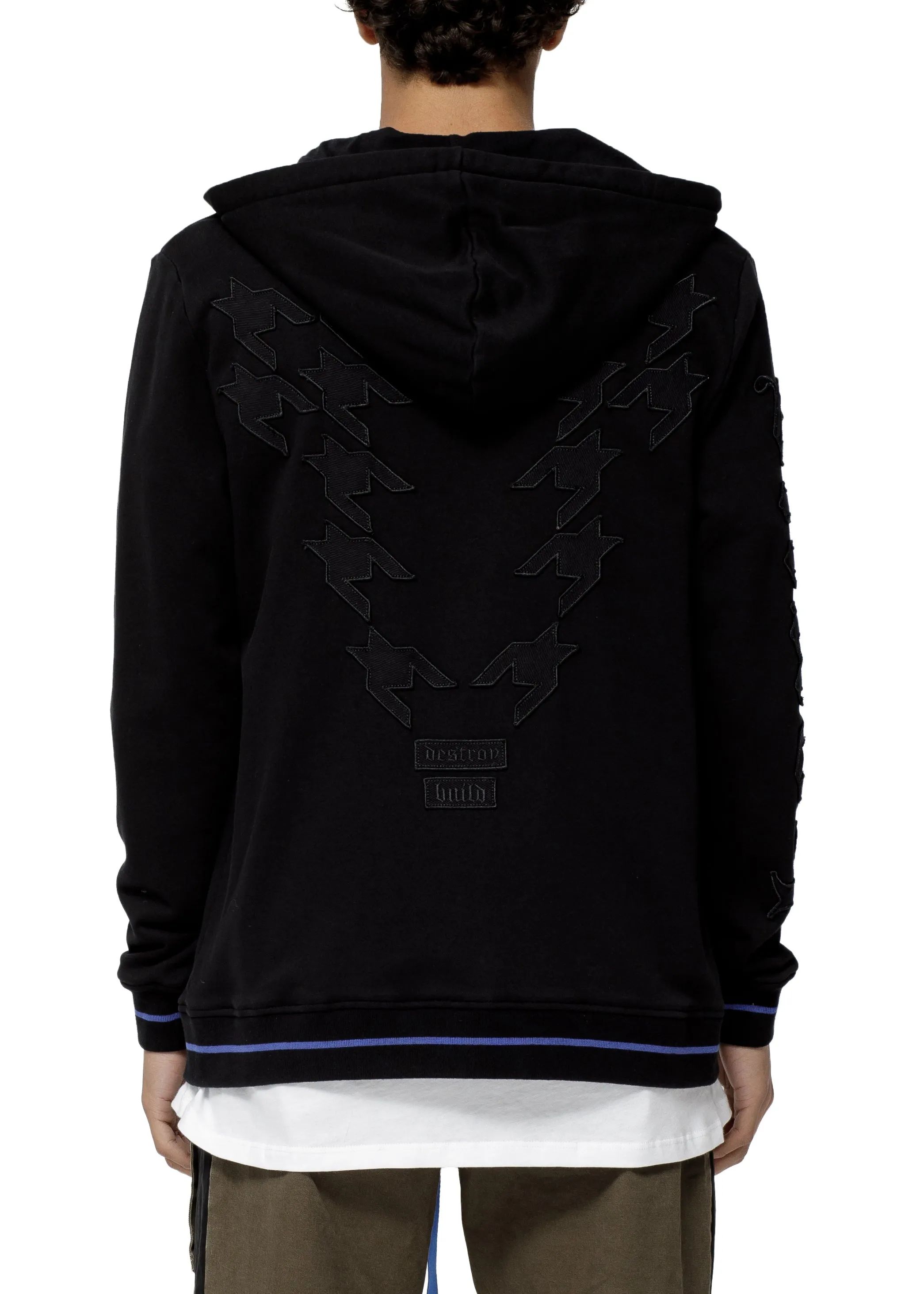 Men's Zip-up Houndstooth Hoodie In Black