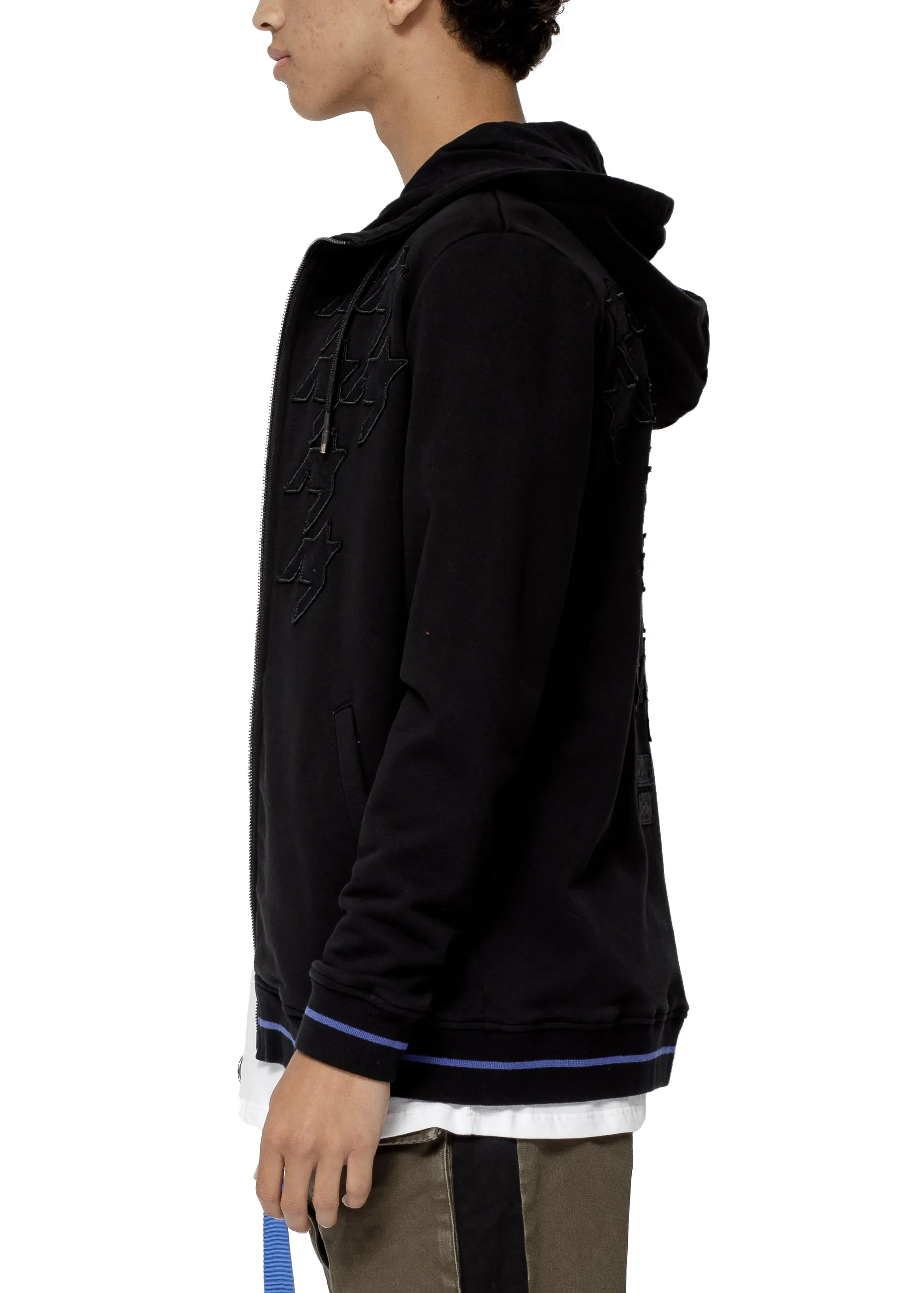 Men's Zip-up Houndstooth Hoodie In Black