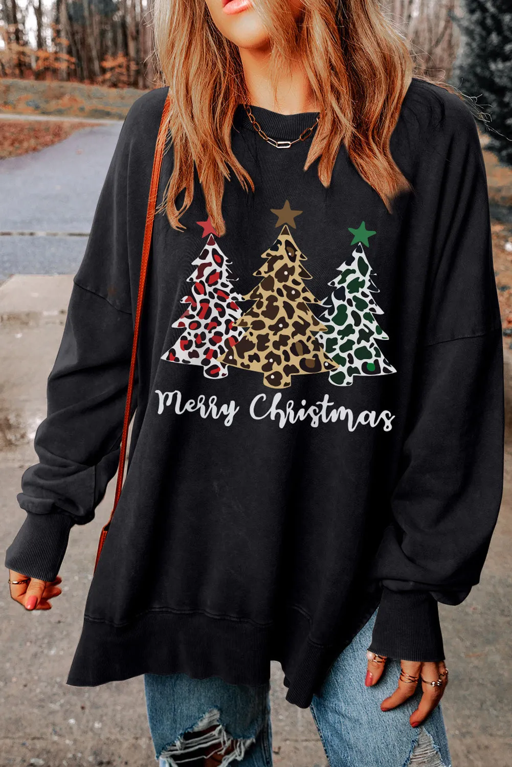Merry Christmas Trees Graphic Sweatshirt