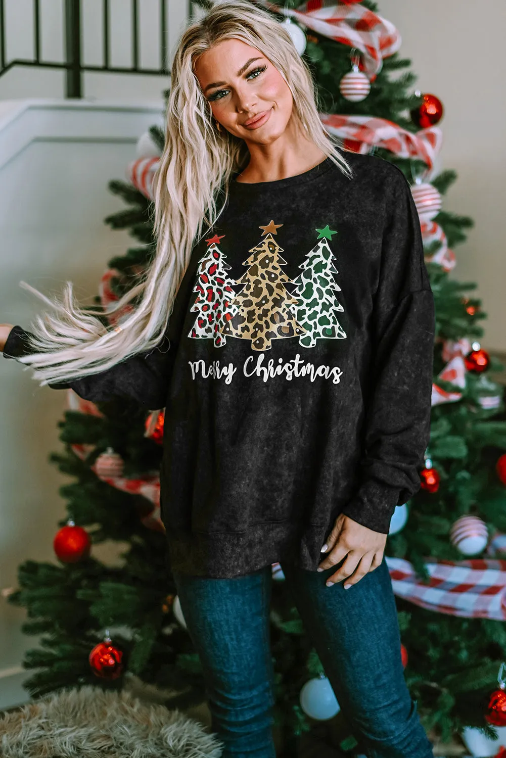 Merry Christmas Trees Graphic Sweatshirt