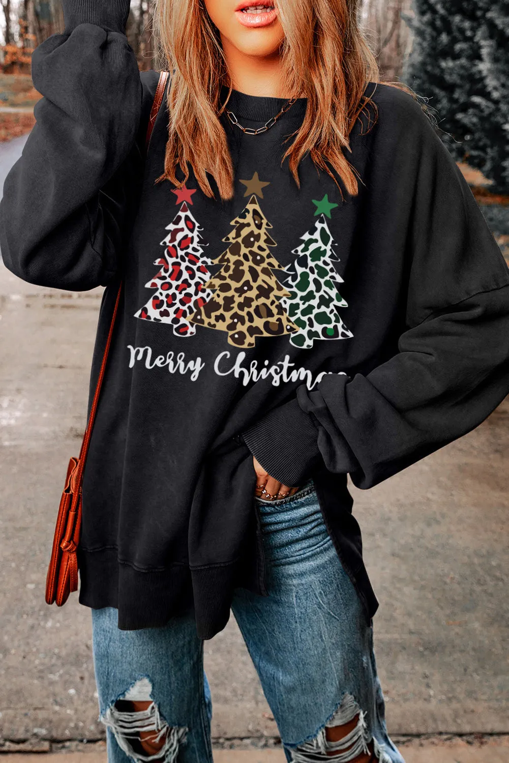 Merry Christmas Trees Graphic Sweatshirt
