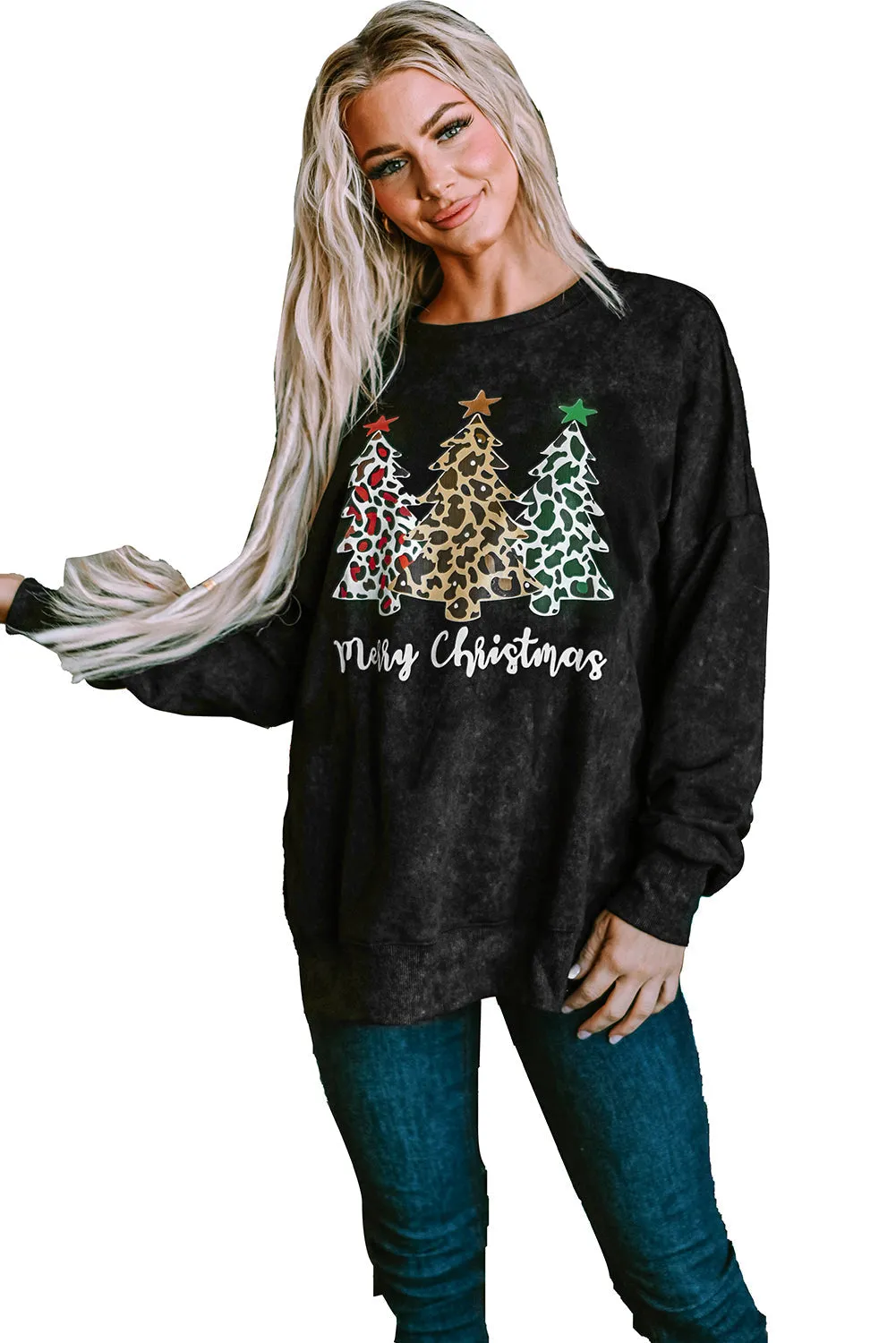 Merry Christmas Trees Graphic Sweatshirt