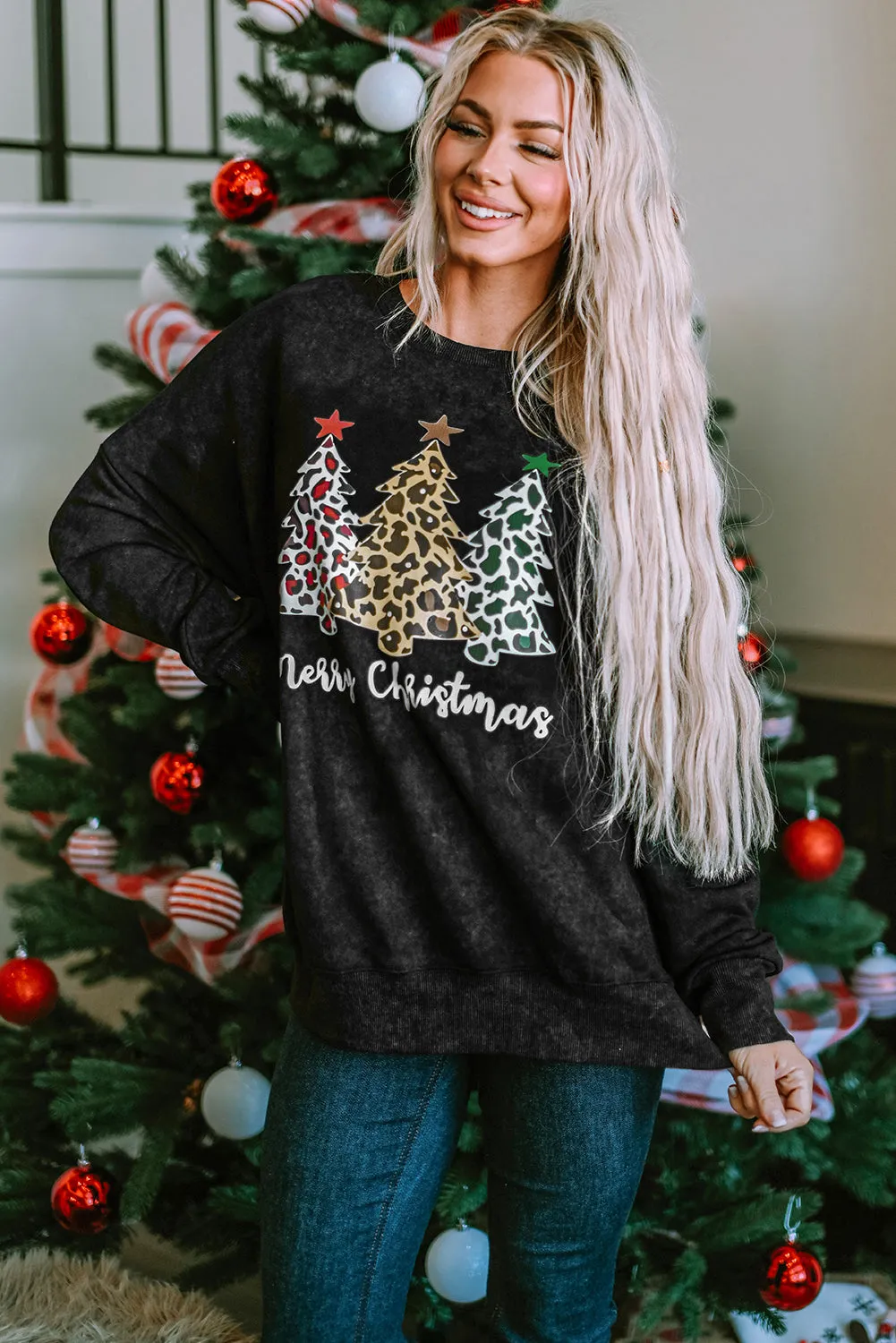 Merry Christmas Trees Graphic Sweatshirt