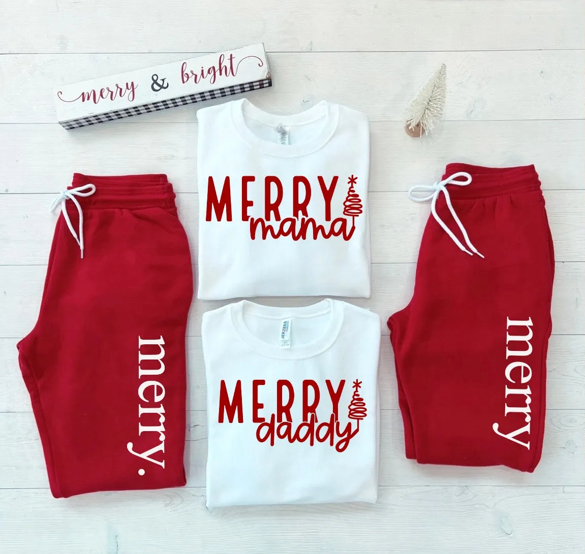 Merry Mama Merry Daddy Matching Christmas Sweatsuits