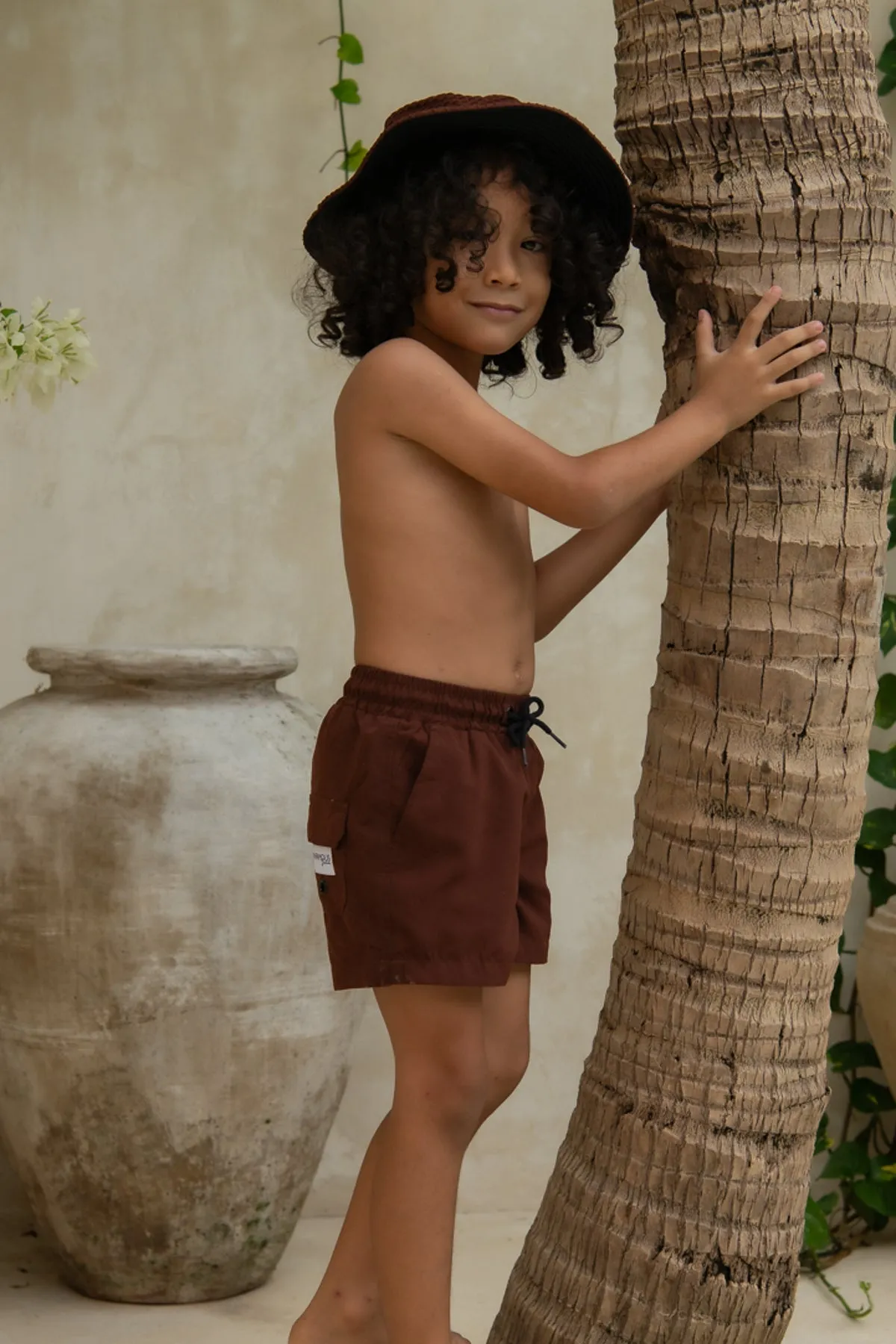 Mini Hank Board Shorts Final Sale - Brown Waffle